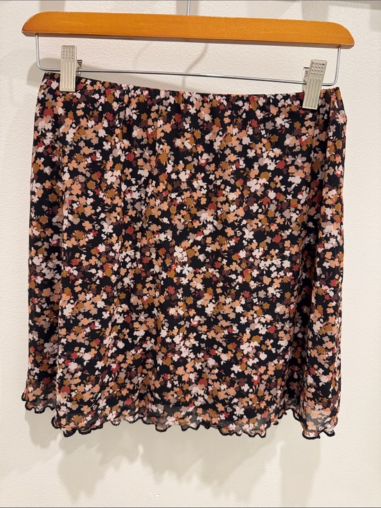 Lola Grace Dresses & Skirts - Floral Print Black Mini Skirt with Brown and Tan Accents